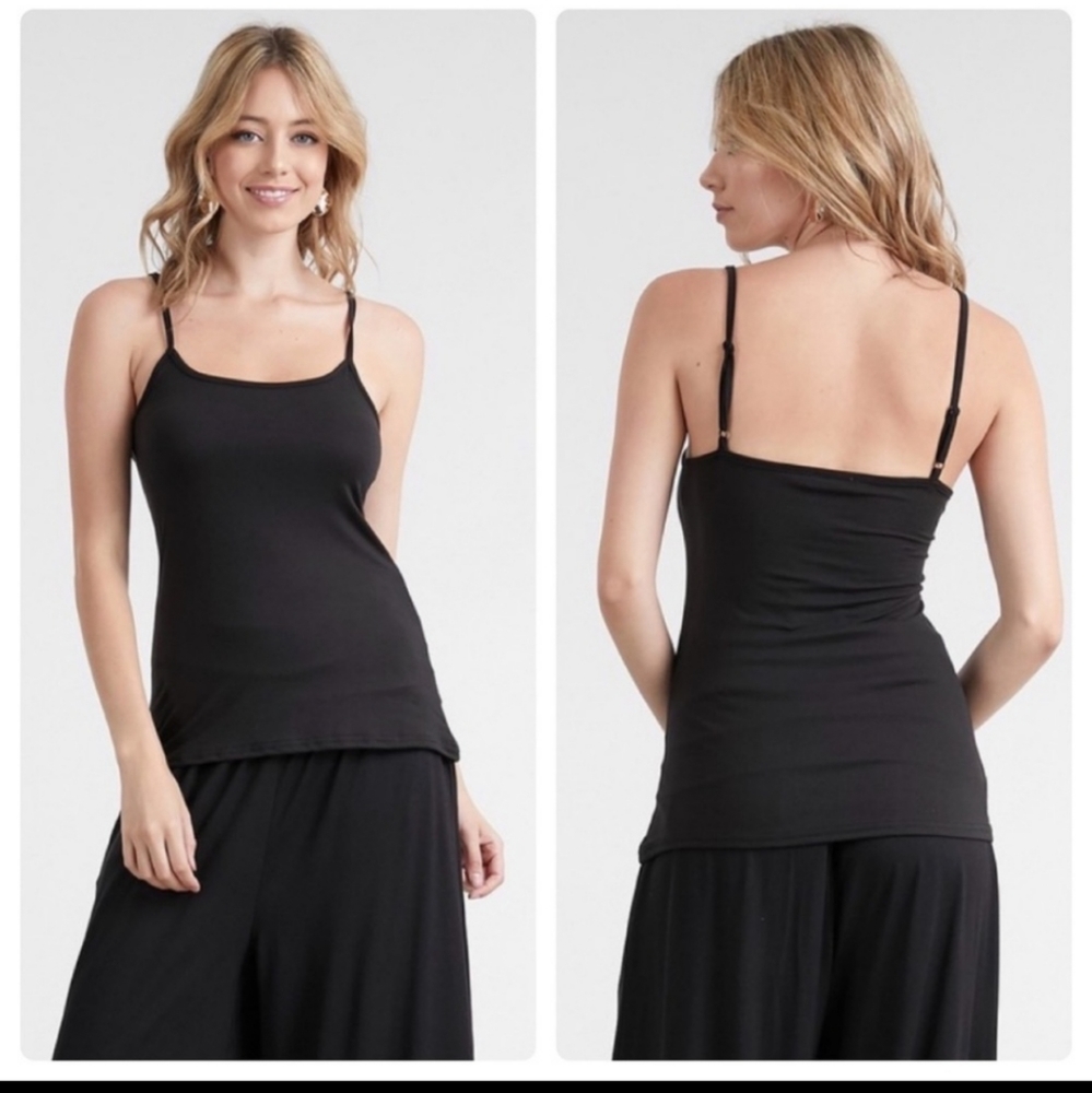 NEW!! BASIC SHOULDER STRAP TANK TOP BLACK Size Medium Large
